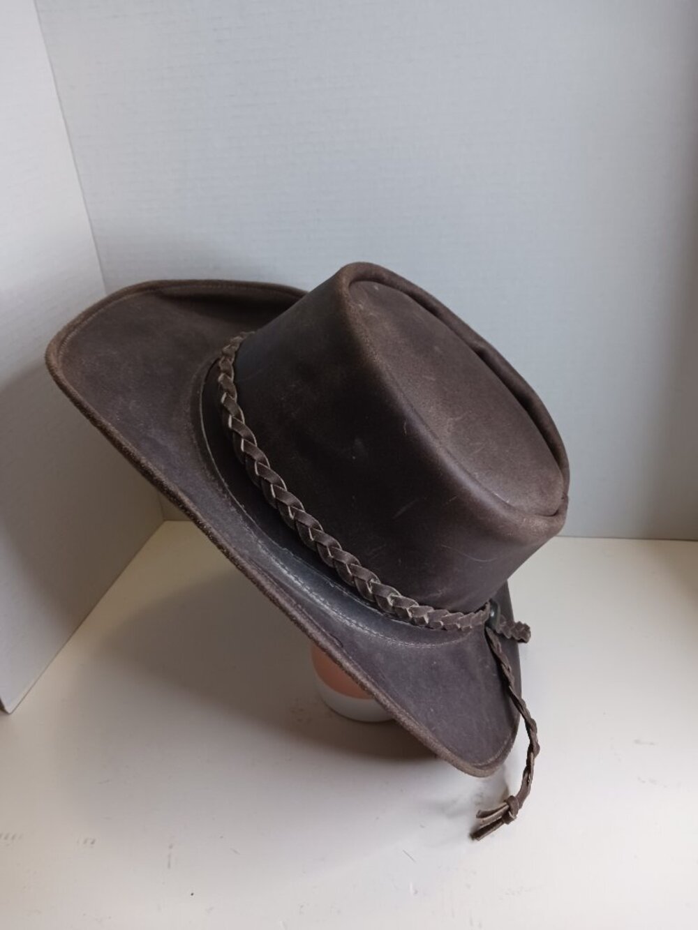 Vintage Genuine Leather Cowboy Western Unisex Brown Hat